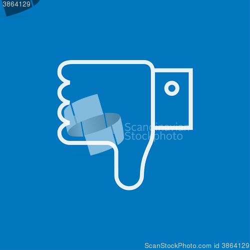 Image of Thumb down hand sign line icon.