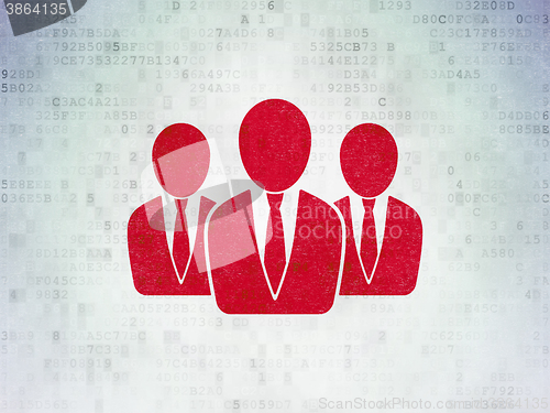 Image of Advertising concept: Business People on Digital Paper background