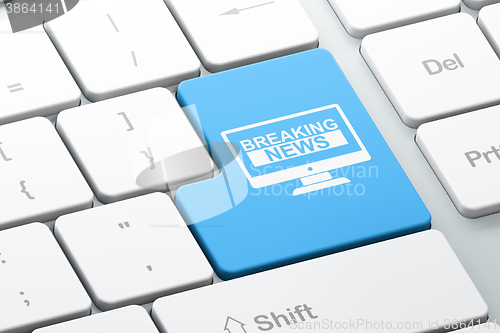 Image of News concept: Breaking News On Screen on computer keyboard background