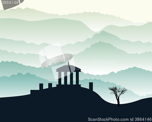Image of the building stands on a hill