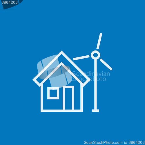 Image of House with windmill line icon.