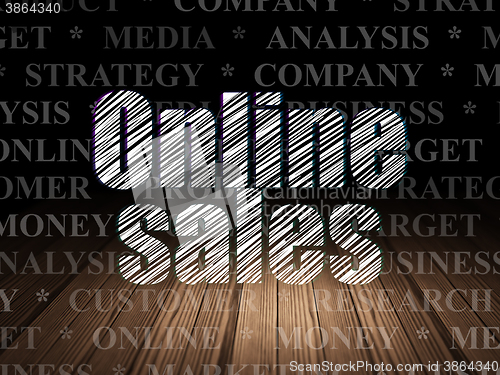 Image of Marketing concept: Online Sales in grunge dark room