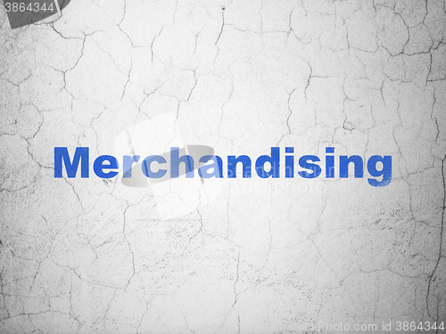 Image of Advertising concept: Merchandising on wall background