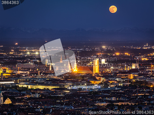 Image of Night aerial view of Munich, Germany