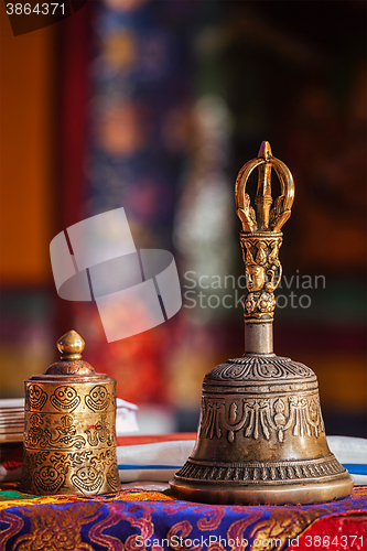 Image of Religious bell in Buddhist monastery