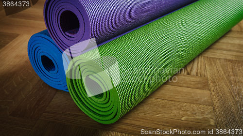 Image of Yoga mats on floor 