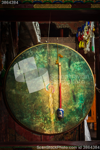 Image of Ritual drum in Hemis monastery. Ladakh, India