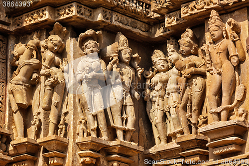 Image of Famous stone carving sculptures of Khajuraho