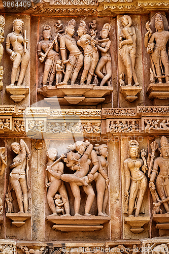 Image of Famous erotic stone sculptures of Khajuraho