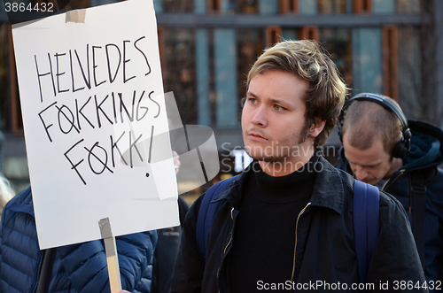 Image of Protest against tax havens in front of the Norwegian Parliament (Stortinget)