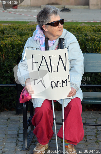 Image of Protest against tax havens in front of the Norwegian Parliament (Stortinget)