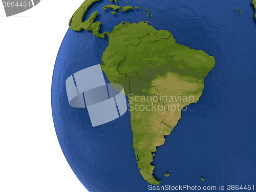 Image of South American continent on Earth