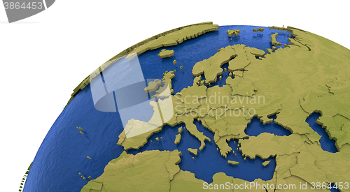 Image of European continent on Earth