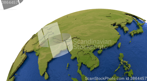 Image of Asian continent on Earth