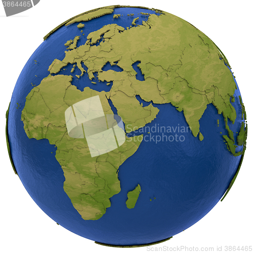 Image of African and European continents on Earth