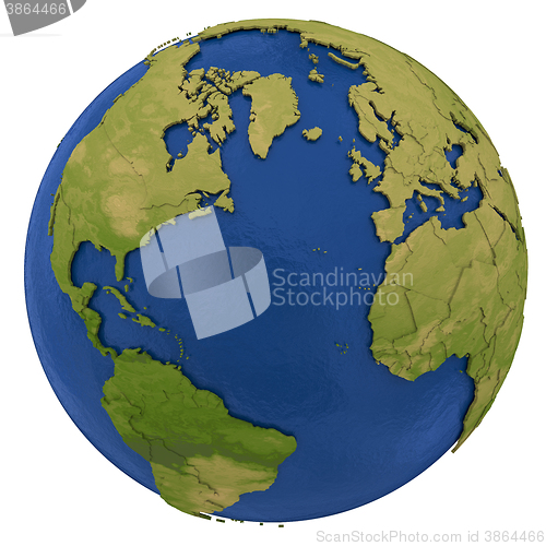 Image of North America and european continent on Earth