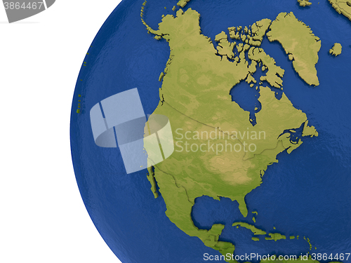 Image of North American continent on Earth