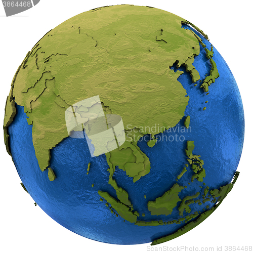 Image of Asian continent on Earth