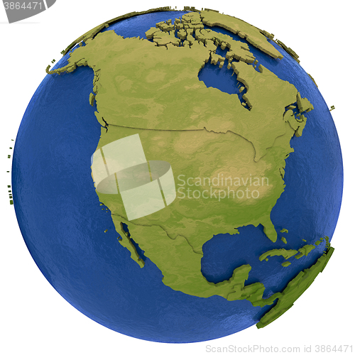 Image of North American continent on Earth