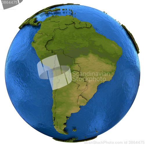 Image of South American continent on Earth
