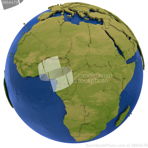 Image of African continent on Earth