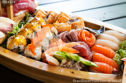 Image of sushi set at restaurant