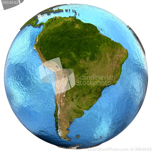 Image of South American continent on Earth