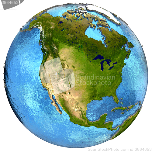 Image of North American continent on Earth