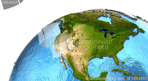 Image of North American continent on Earth