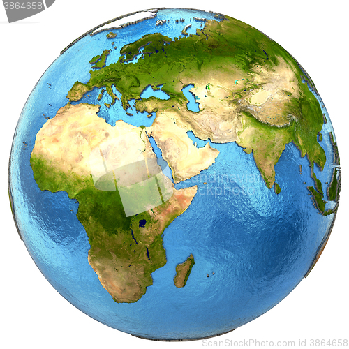 Image of African and European continents on Earth