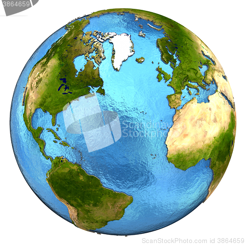 Image of North America and european continent on Earth