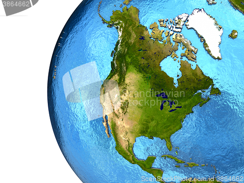 Image of North American continent on Earth