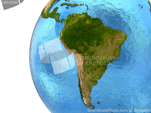 Image of South American continent on Earth