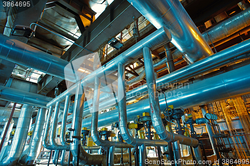 Image of Blue toned interior industrial background.