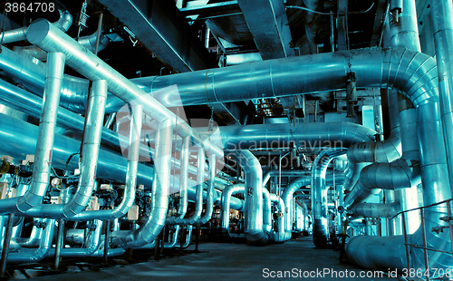 Image of Blue toned interior industrial background.