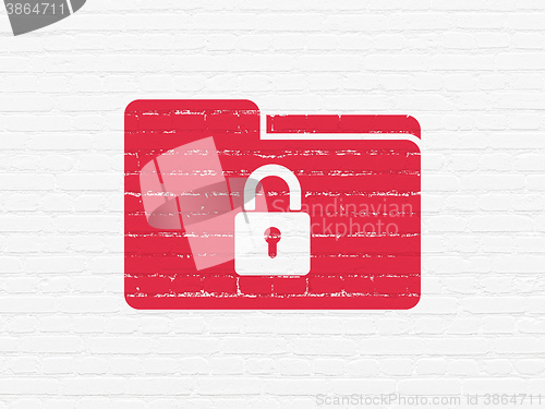 Image of Finance concept: Folder With Lock on wall background