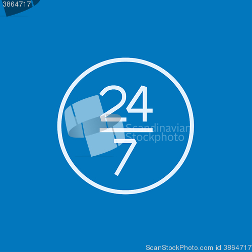 Image of Open 24 hours and 7 days in wheek sign line icon.