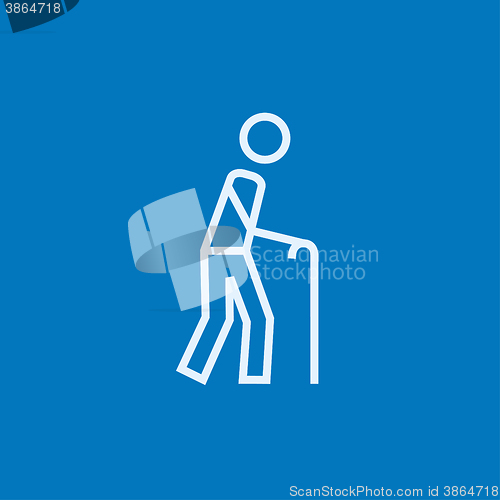 Image of Man with cane line icon.