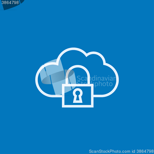 Image of Cloud computing security line icon.