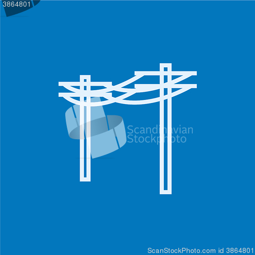 Image of High voltage power lines line icon.