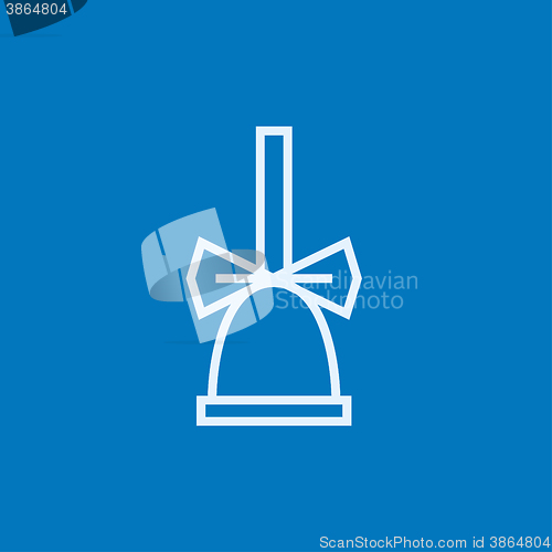 Image of School bell with ribbon line icon.