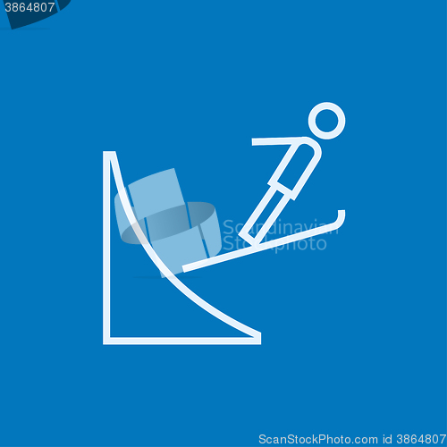 Image of Ski jumping line icon.