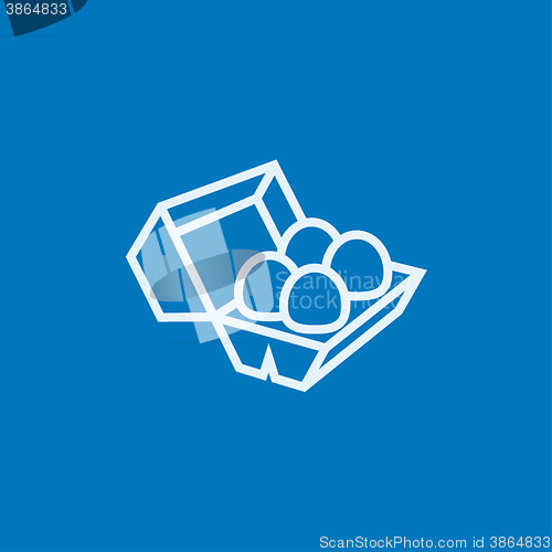 Image of Eggs in carton package line icon.