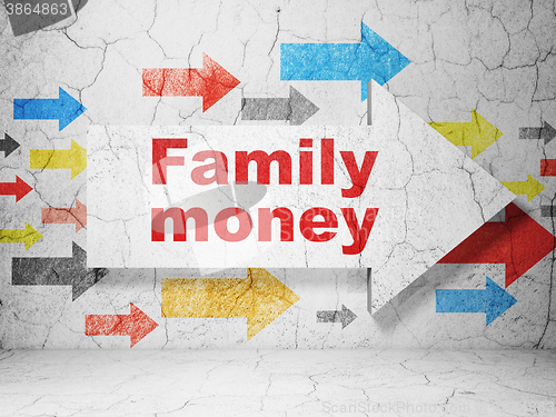 Image of Banking concept: arrow with Family Money on grunge wall background