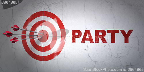 Image of Entertainment, concept: target and Party on wall background