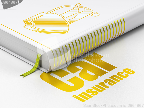Image of Insurance concept: book Car And Shield, Car Insurance on white background