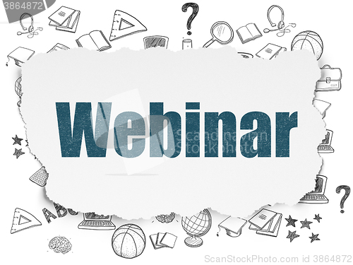 Image of Studying concept: Webinar on Torn Paper background