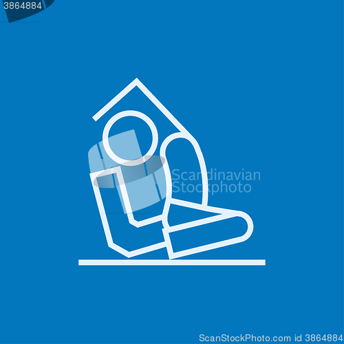 Image of Man practicing yoga line icon.