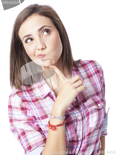 Image of portrait of a beautiful young short haired woman