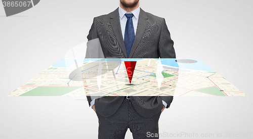 Image of close up of businessman with gps navigator map